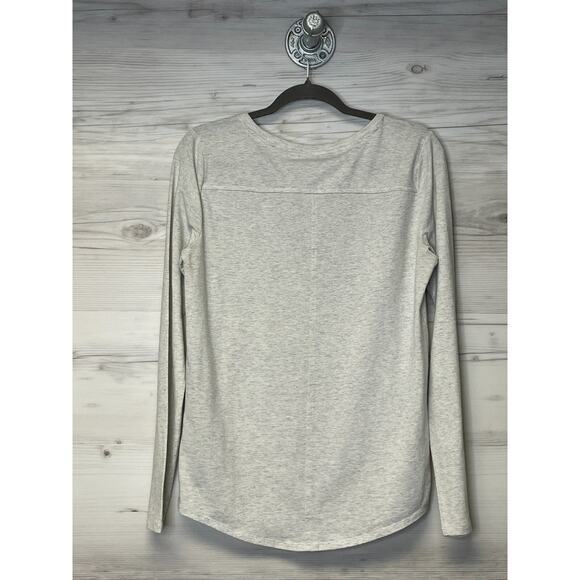 Ann Taylor Loft Top Medium Womens Gray Long Sleeve Metallic Stripe Pullover Stre - Picture 9 of 10